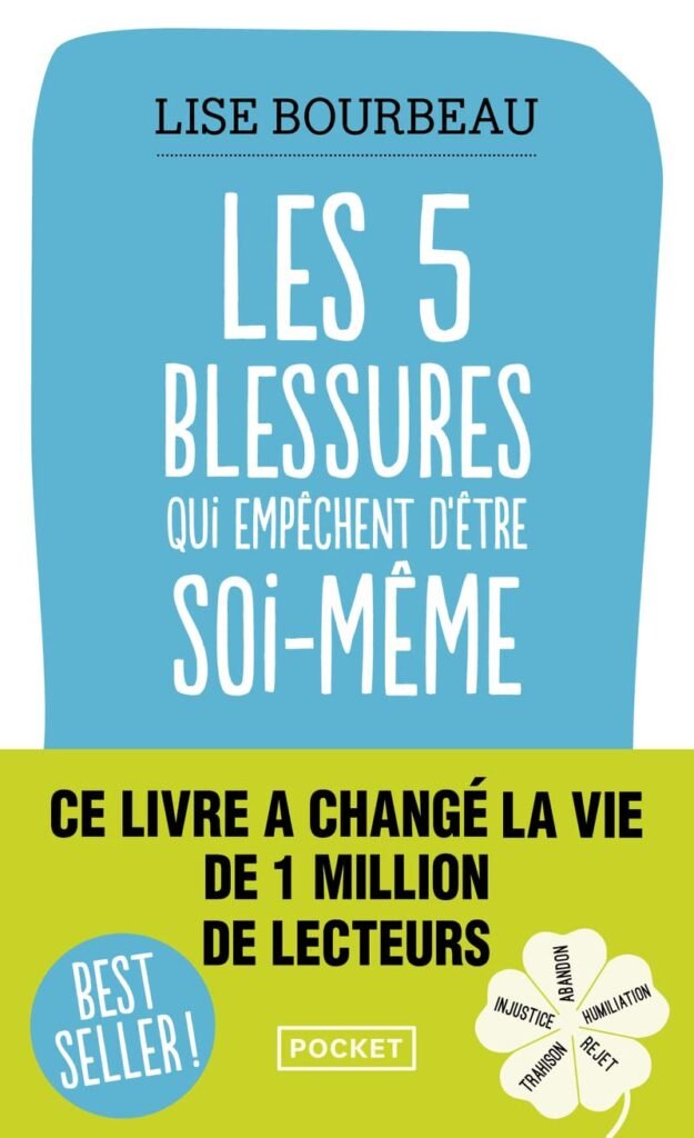 Couverture du livre "Les 5 Blessures qui empêchent d’être soi-même" de Lise Bourbeau – Développement personnel et guérison émotionnelle.
